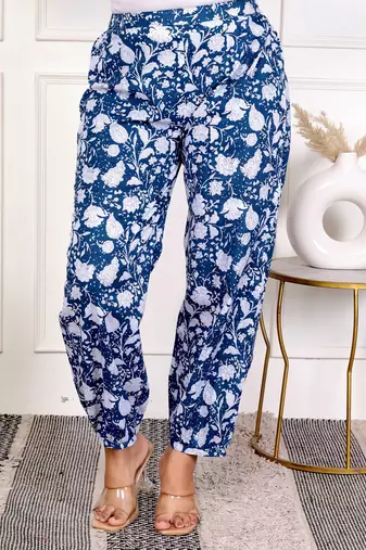 Blue floral hand block printed cotton co-ord set
