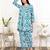 Sky blue floral hand block printed cotton co-ord set