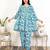 Sky blue floral hand block printed cotton co-ord set
