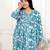 Sky blue floral hand block printed cotton co-ord set