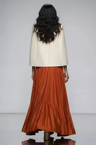 Rust Orange Embroidered Crepe Indo Western Lehenga Set