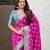 Magenta patola silk saree meenakari weaves & zari pallu with contrast blouse piece