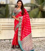 pink patola silk saree with meenakari zari work