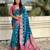 Blue patola silk saree meenakari weaves & zari pallu with contrast blouse piece