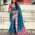 Blue patola silk saree meenakari weaves & zari pallu with contrast blouse piece