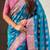 Blue patola silk saree meenakari weaves & zari pallu with contrast blouse piece