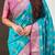 Teal patola silk saree meenakari weaves & zari pallu with contrast blouse piece