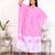 Pink tie & dye white cotton kaftaan