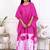 Pink magenta tie & dye white cotton kaftaan