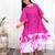 Pink magenta tie & dye white cotton kaftaan