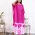 Pink magenta tie & dye white cotton kaftaan