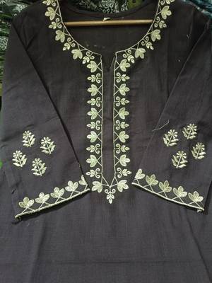 brown cotton kurta set with printed pattern 4