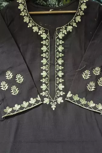 brown cotton kurta set with printed pattern