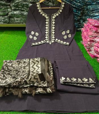 brown cotton kurta set with printed pattern 5