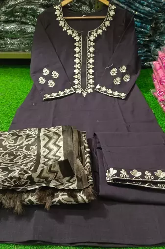brown cotton kurta set with printed pattern