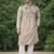 Beige color embroidery sequence work viscose silk kurta payjama set