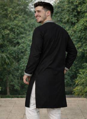 black viscose silk kurta set with embroidery work 4