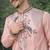 Peach color embroidery sequence work viscose silk kurta payjama set