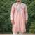 Peach color embroidery sequence work viscose silk kurta payjama set