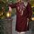 Wine color embroidery sequence work viscose silk kurta payjama set