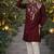 Wine color embroidery sequence work viscose silk kurta payjama set