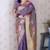 Lavender soft silk zari weaving saree with matching blouse piece