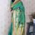 Teal soft silk zari weaving saree with matching blouse piece