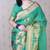 Teal soft silk zari weaving saree with matching blouse piece