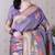 Lavender soft silk zari weaving saree with matching blouse piece