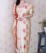 White soft silk zari weaving saree with matching blouse piece