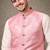 Pink color plain slub silk kurta koti pant set