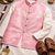 Pink color plain slub silk kurta koti pant set