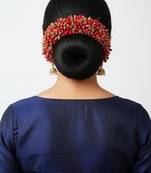 red gold paper hair gajra with pollen work