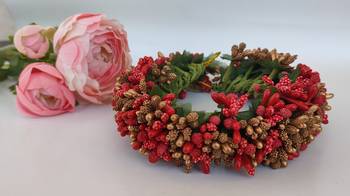red gold paper hair gajra with pollen work 4