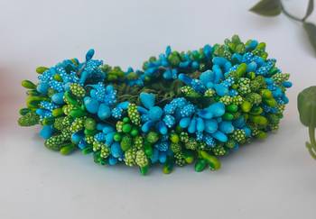 green blue paper hair gajra with pollen work 2