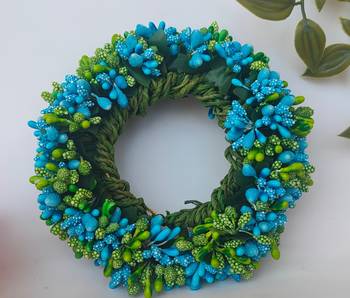 green blue paper hair gajra with pollen work 3
