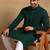 Men green viscose rayon solid embroidered straight kurta