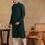 Men green viscose rayon solid embroidered straight kurta