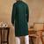 Men green viscose rayon solid embroidered straight kurta