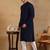Men navy blue viscose rayon solid embroidered straight kurta