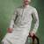 Men olive viscose rayon abstract embroidered straight kurta
