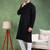 Men black viscose rayon solid embroidered straight kurta