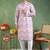 Men pink viscose rayon ikat embroidered straight kurta