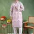 Men pink viscose rayon ikat embroidered straight kurta