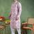 Men pink viscose rayon ikat embroidered straight kurta