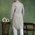 Men olive viscose rayon abstract embroidered straight kurta