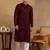 Men wine viscose rayon solid embroidered straight kurta