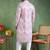 Men pink viscose rayon ikat embroidered straight kurta