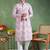 Men pink viscose rayon ikat embroidered straight kurta