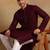 Men wine viscose rayon solid embroidered straight kurta